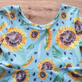 Sunflowers on Mint Green Twirly Dress (FP1011)-sparkledots-sparkledots