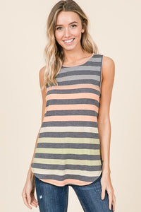 MULTI COLOR STRIPE SLEEVELESS TOP