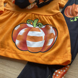 Orange Pumpkin Striped Appliqued Scarf Outfit (Fall 2021071107)