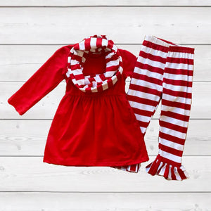 Red & White Stripe Legging Scarf Outfit (HOL 2109104)-sparkledots-sparkledots