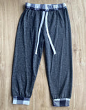 Charcoal Hoodie Set wBlack/White Buffalo Plaid Trim (FP1026)-sparkledots-sparkledots