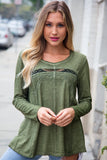 OLIVE LACE AND CROCHET ROUND NECK SMOCK