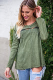 OLIVE LACE AND CROCHET ROUND NECK SMOCK