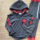 Buffalo Plaid Pocket Loungewear Set - Red/Black (FP1028)-sparkledots-sparkledots