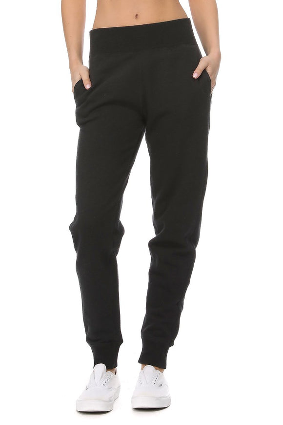 Black High Rise Fleece Joggers