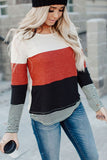 Stylish Colorblock Splicing Stripes Top