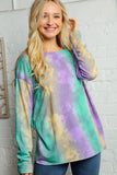 Crew Neck Multi Color Tie Dye Tunic Top