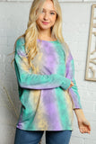 Crew Neck Multi Color Tie Dye Tunic Top