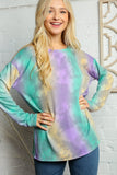 Crew Neck Multi Color Tie Dye Tunic Top