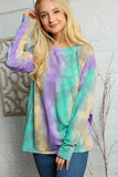 Crew Neck Multi Color Tie Dye Tunic Top