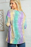 Crew Neck Multi Color Tie Dye Tunic Top