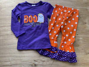 Boo Y'all Ghosty Applique Ruffle Dot Outfit (Fall 2021071090)-sparkledots-3XL (7/8)-sparkledots