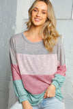 Two Tone Multi Color Block Knit Top