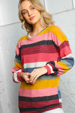 Multi Stripe Crew Neck Hacci Sweater