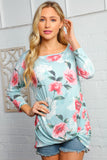 Mint Floral Twist Hem Top