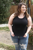 Favorite Basics Ribbed Racerback Tank In Black