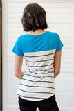 Blue Splice Striped Short Sleeve T-shirt