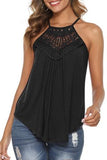 Black Crochet Patchwork Flowy Tank