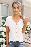 White Button Down Front Knitwear Blouse