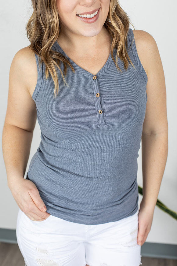 Addison Henley Tank - Denim