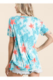 The stars align cutout top in mint tie dye