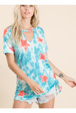 The stars align cutout top in mint tie dye