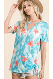 The stars align cutout top in mint tie dye