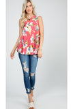 Dreaming of florals tank in deep coral