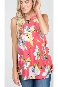 Dreaming of florals tank in deep coral