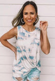 White Tie Dye Twist Detail Tank Top