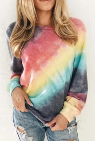 Ombre Red Tie-dye Crew