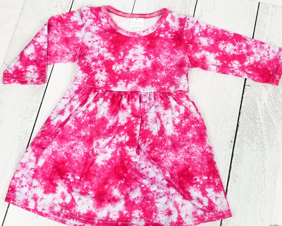 Pink & White Tie Dye ComfyCute Dress