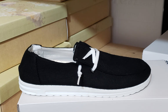 Black Slip On Boat Shoe