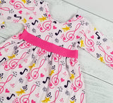 Sweet Musical Notes Dress with Ruffle Accent Leggings