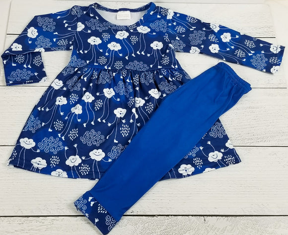 Friendly Clouds Dress with Pattern Cuff Leggings