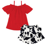 Boardwalk Chic Outfit - Red / Cow Print-sparkledots-sparkledots