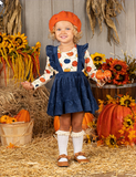 Navy Ruffled Jumper w/Pumpkin Tee Outfit (FSP1032)-sparkledots-sparkledots