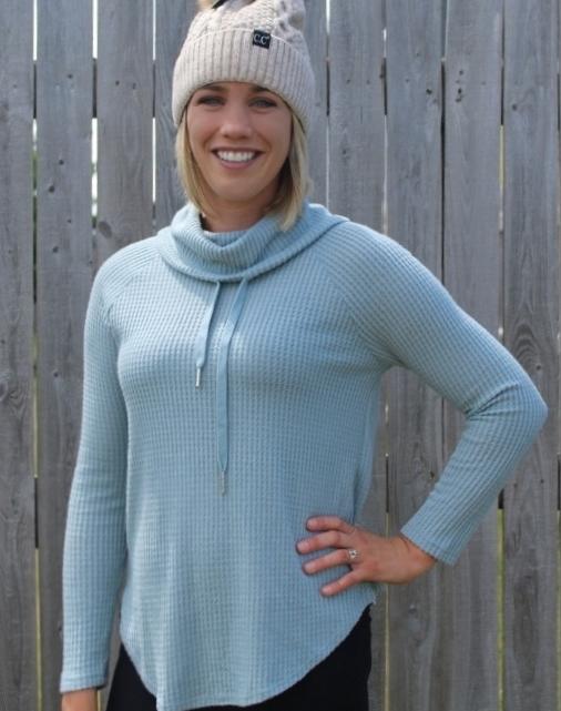 Blue Cowl Neck Sweater