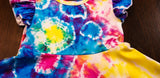 Tie Dye Ruffle Sleeve Sundress - Rainbow Batik Splotch