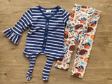 Blue/White Striped Hedgehog Legging Set (Fall 2021081007)-sparkledots-sparkledots