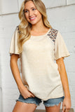 Oatmeal Thermal Leopard Print and Lace Top