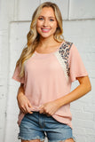 Blush Thermal Leopard Print and Lace Top