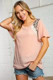 Blush Thermal Leopard Print and Lace Top