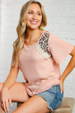 Blush Thermal Leopard Print and Lace Top