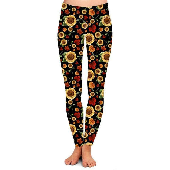 Fall Sunflower Leggings W/ Pockets