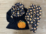 Black 'n Orange Appliqued Pumpkin Scarf Outfit (Fall 2021071051)-sparkledots-sparkledots