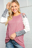 Mauve and Ivory Animal Print Stripe Raglan Top