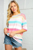 Multi Rainbow Stripe Thermal Knit Top