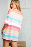 Multi Rainbow Stripe Thermal Knit Top