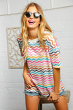 Multi Wavy Chevron Thermal Knit Top